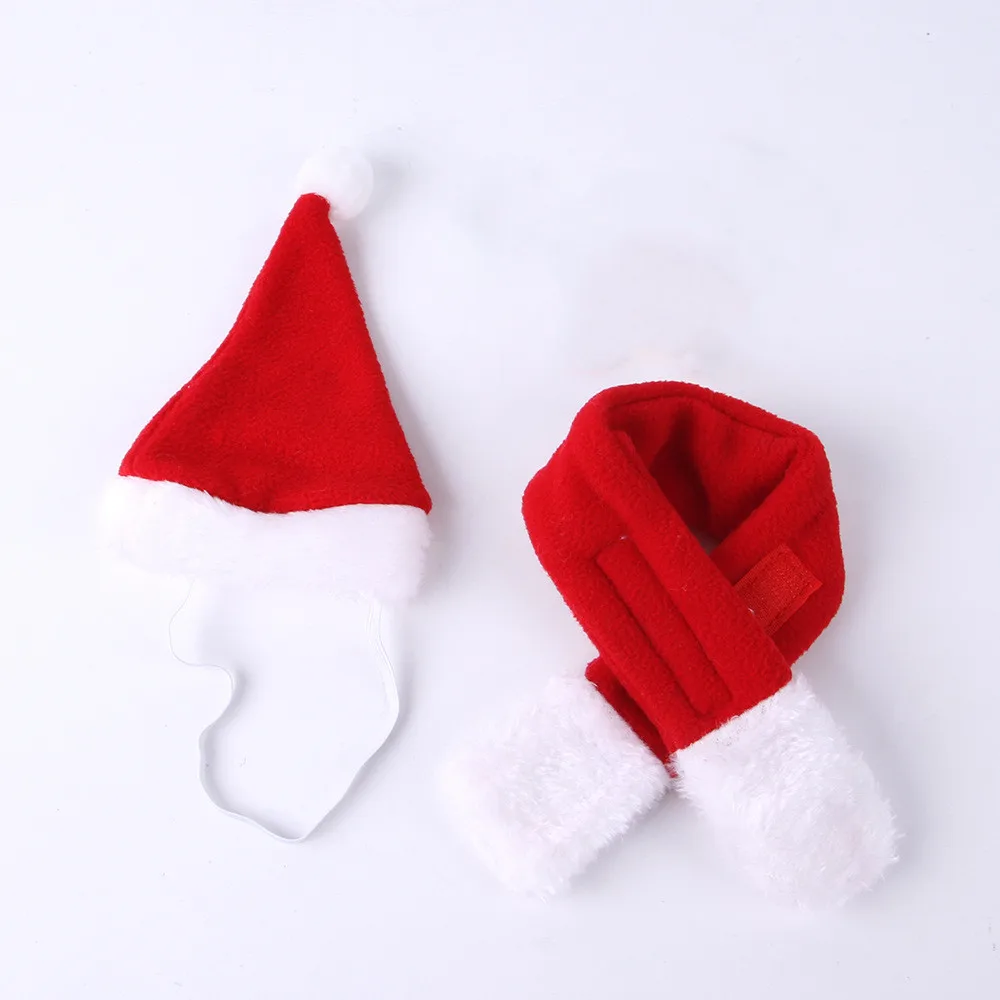 Dog Hat and Scarf Christmas Set, Stylish Red Christmas-themed Pet Accessories for Dogs and Cats