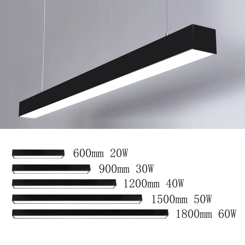 Custom multiple combination linkable led linear light ceiling shop lamp multiple shapes hanging office lights 4ft 40W 8ft 80W