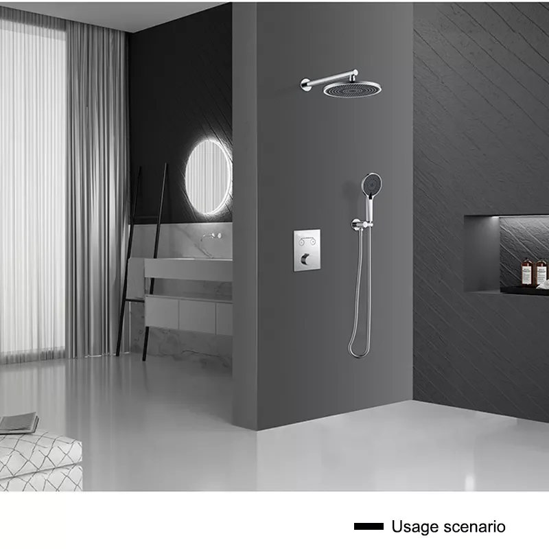 Aida Matte Black Shower Faucet Bath Tap Full Solid Brass In Wall Shower Faucet High Configuration Thermostat Shower Set