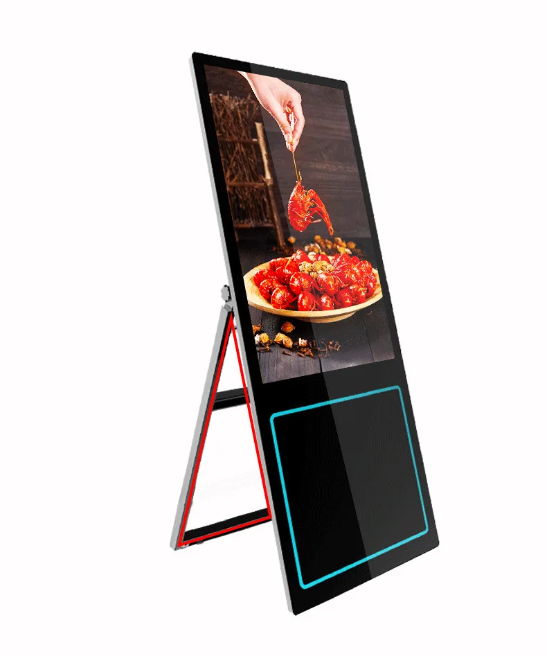 HD Outdoor Floor Standing Portable Digital Signage Wifi 4G USB Video Advertising Poster Led Screen Display for shop