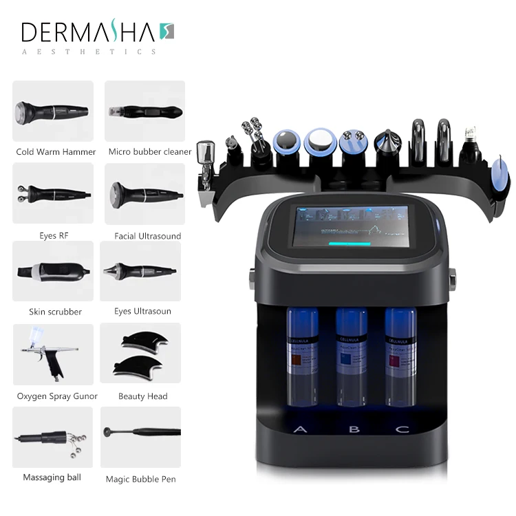 10-in-1 Multi-functional Skin Management Korean Hydro Oxygen Facial Spa Equipment Oxygen Bubble Microdermabrasion Facial Machine