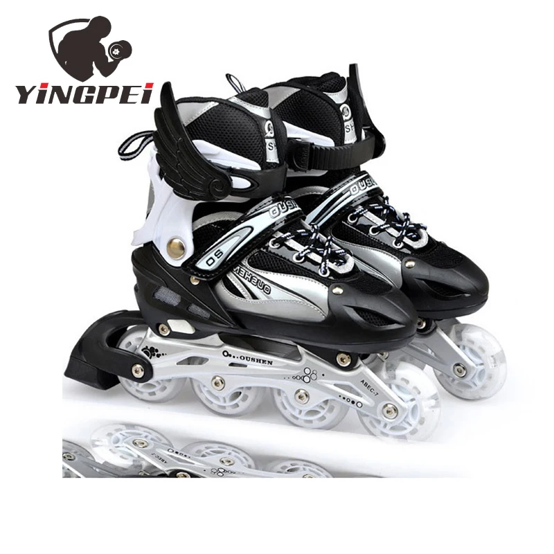 YINGPEI Customized Outdoor Artistic White Double Row 4 Wheel Girls Adults Woman Roller Skates shoes
