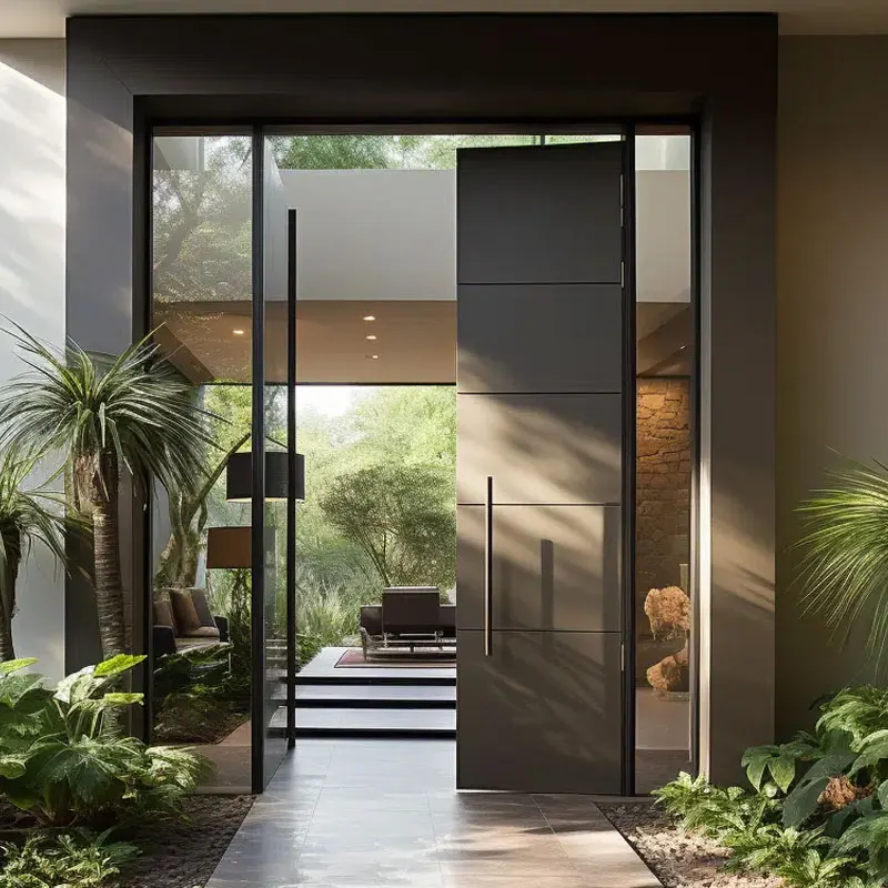 High quality wood design door second level glass German hardware home luxury pivot door