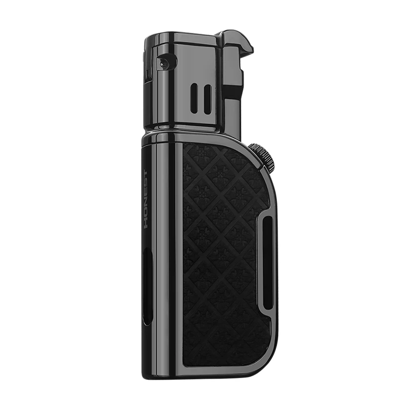 Creative Double Flame Metal Lighter Jet Flame And Soft Flame Lighter Butane Fuel Refillable ,With Visible Gas Window