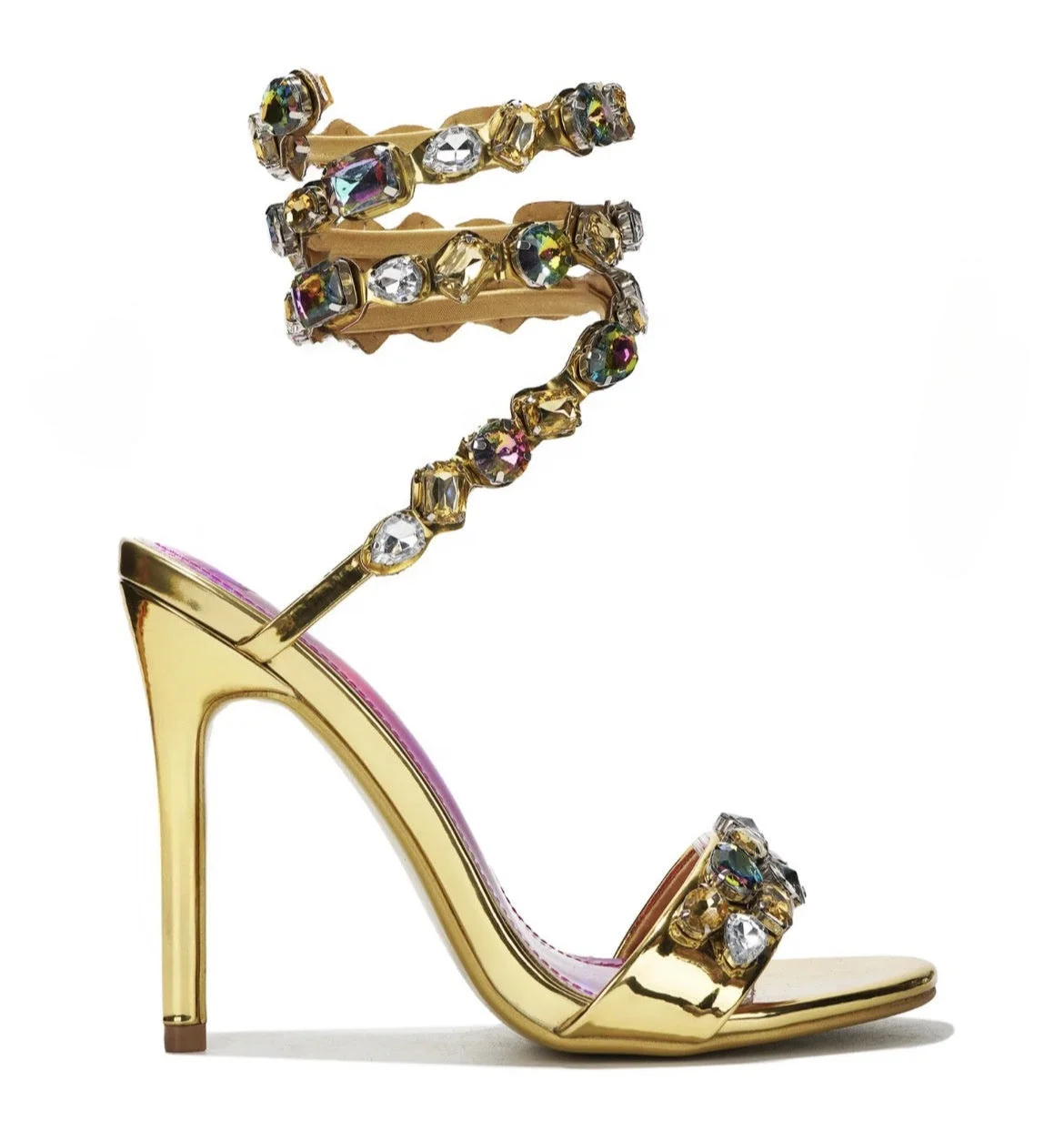 Drop Shipping Metallic Gold Rhinestone Wedding High Heel Sandals Gems Stone Shoes for Women Reseller