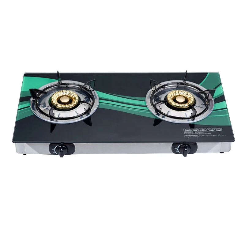 Glass top 2 burner tempered glass top manufacturers china gas cooker, gas stove
