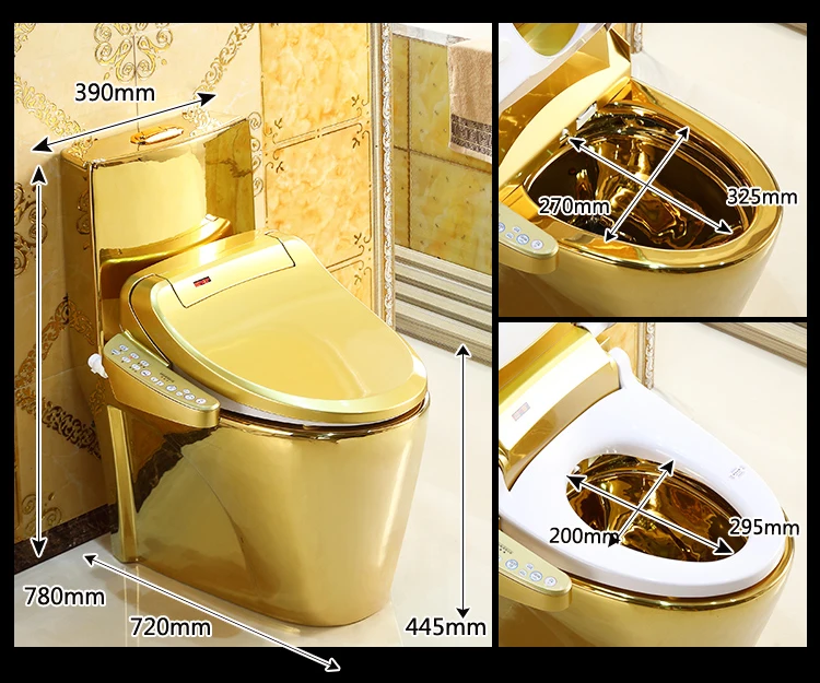 Automatic sensor flush gold plated smart bidet one piece toilet
