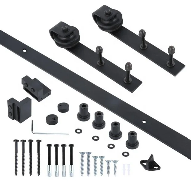 
black painting best price sliding barn door roller shower doors hardware accessories with 2 meters rail 