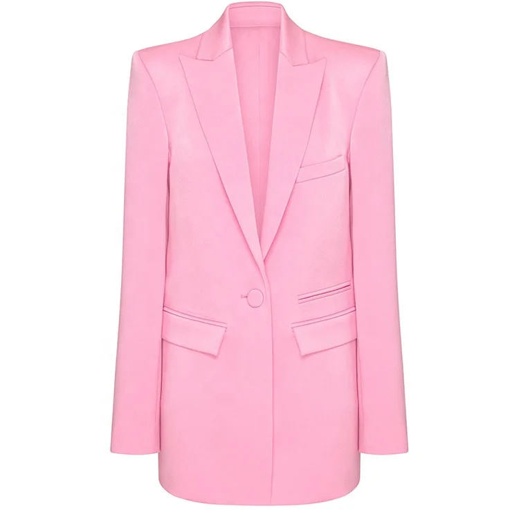 Tailor Made Designer Custom Wholesale Relaxed Fit Shawl Lapel Lined Custom Tri-acetate Satin Crepe Oversized Welt Pocket Blazer