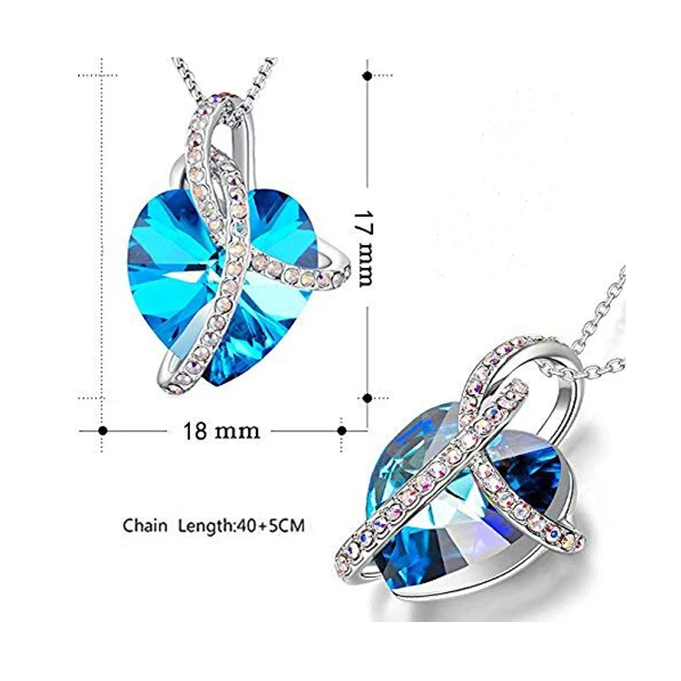 High Quality Love Heart Pendant Necklace Crystals from Austrian Crystal Gift for Women Girls Wedding Birthday Anniversary Gifts