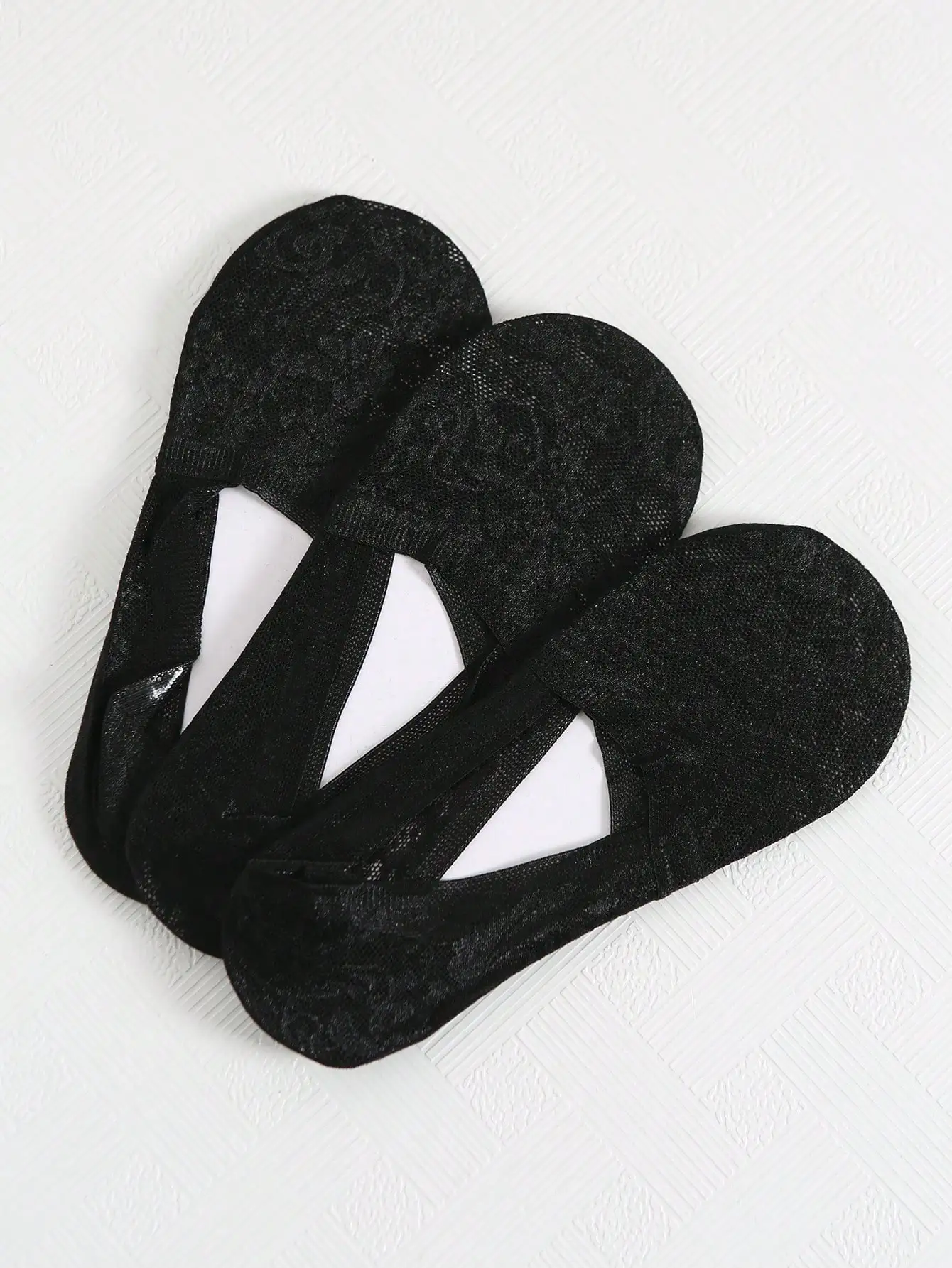 3 pairs pack lady solid color comfortable summer thin breathable silicone non -slip invisible lace sheer socks for women