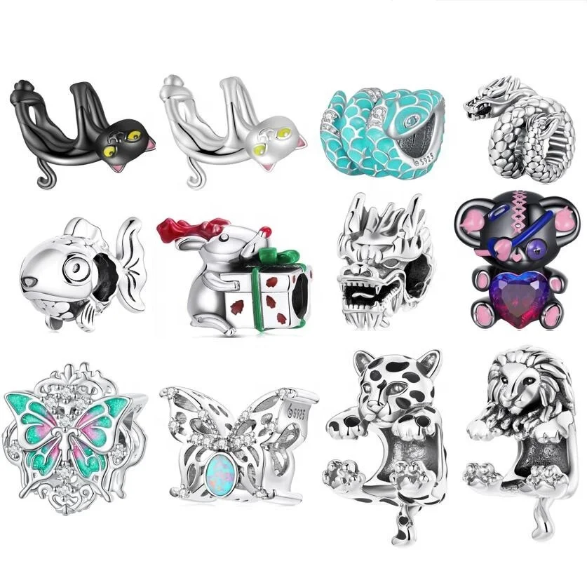 Fine jewelry classical design 925 sterling silver dragon charm charms silver 925