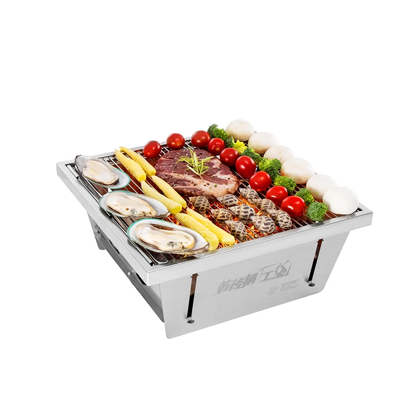 
Portable household stainless steel folding charcoal BBQ grill for outdoor 