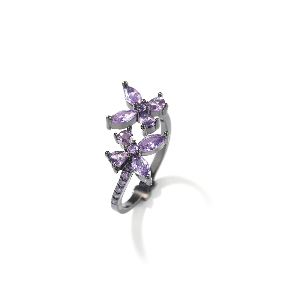Butterfly Rings Fine Jewelry Engagement Ring Crystal Zircon For Women Girl Anniversary Gift Gemstone Rings Colorful