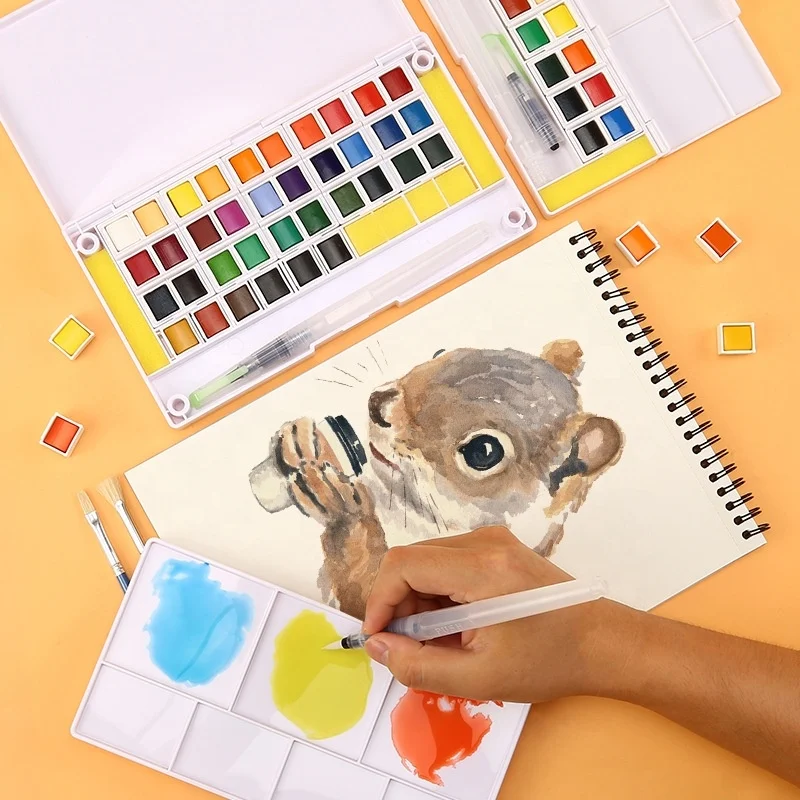 12 Colors watercolor paint set kids water colour watercolor artist solid water color with plastic box