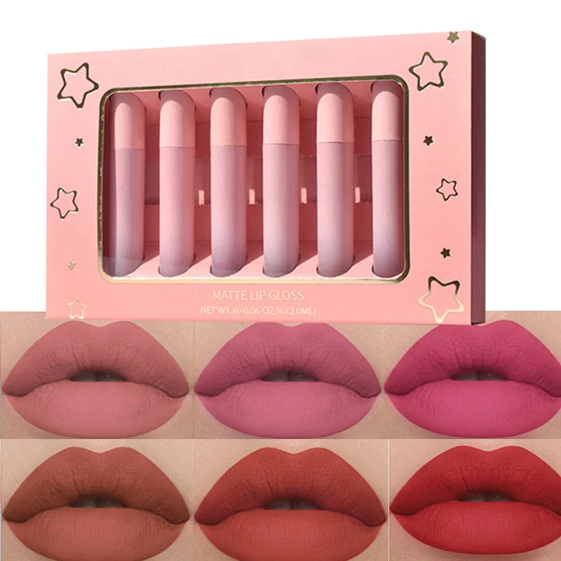 6pcs Matte Liquid Lipstick Set Long Lasting Waterproof Women Makeup Lip Gloss Kit Wholesale Hot Selling
