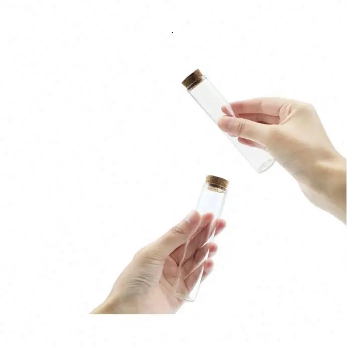 Оптовая продажа, стеклянная пробирка с пробкой, пластиковой крышкой или металлической крышкой на заказ