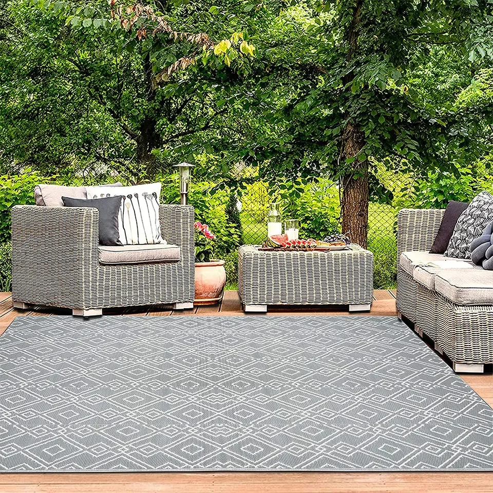 Waterproof Indoor Outdoor Rugs Reversible Outside Carpet Outdoor Plastic Area Rugs Deck Garden Rug