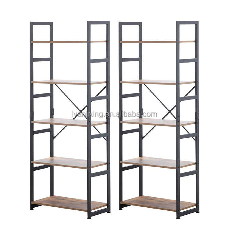 Factory Supply 4 Tiers Bookshelf Metal Shelf Book Rack Storage Bookshelves Organizer For Living Room