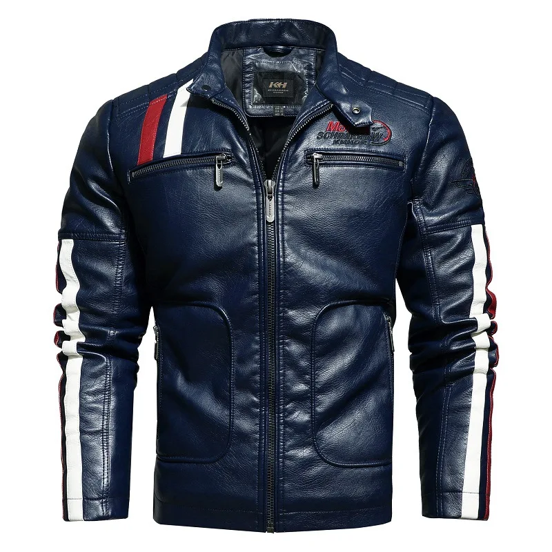 European size men Motorcycle slim pu leather jacket made in China