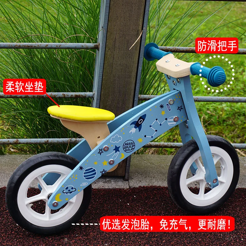 wood balance bicycle baby walking running bike toddler kids wooden balance bike