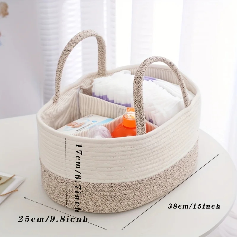 Custom Baby Diaper Caddy Organizer Mommy Nappy Bag Price Tote Cotton Rope Basket Nursery Storage Diaper Caddy Bag for Baby Stuff