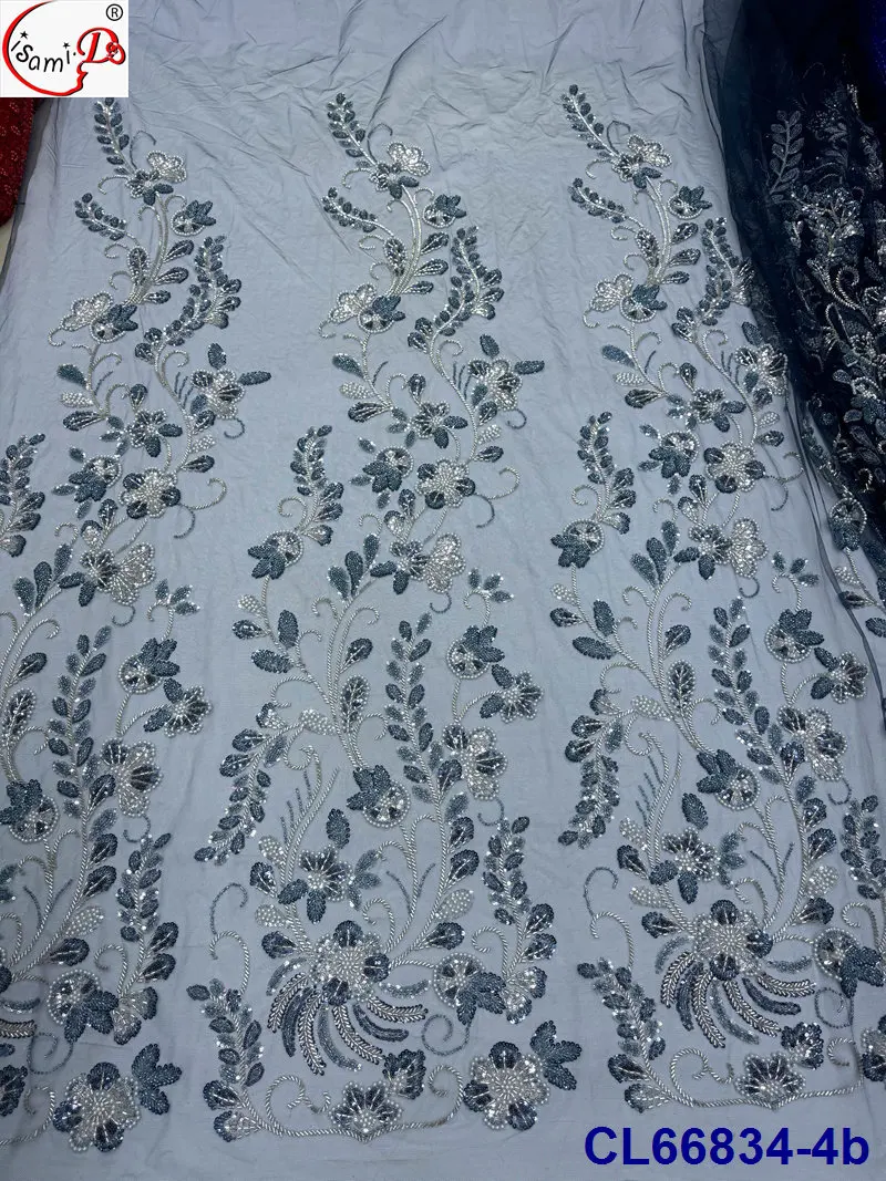 Embroidered Lace Fabric White Sequin Beaded Lace for Weddings for Girls/Boys Dresses Woven Techniques