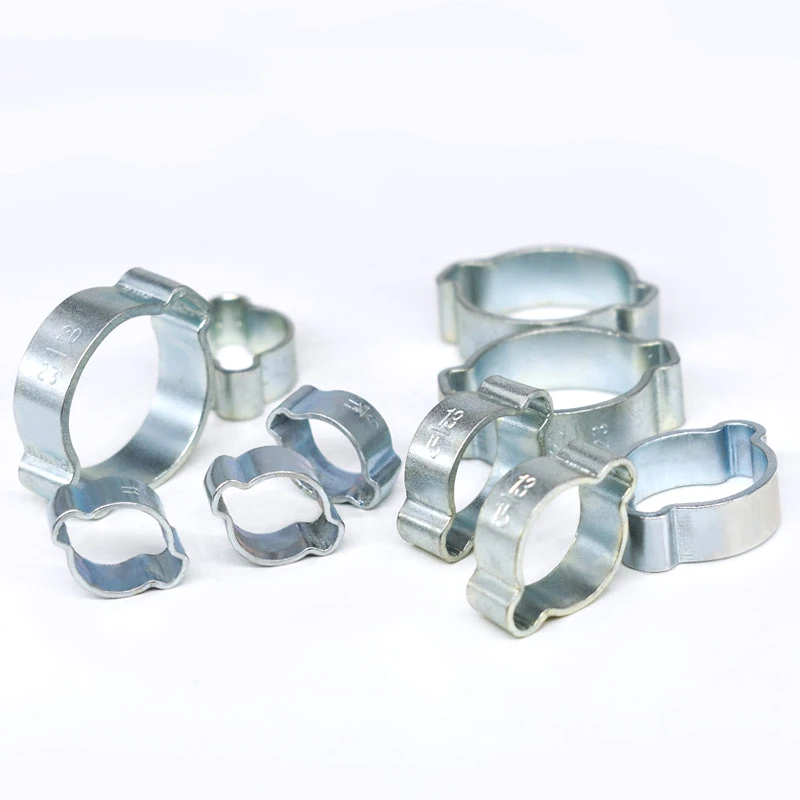 Stainless Steel Double Ear Hose Clamp Galvanized Crimp Hose Torque Clamps Size 11-13 For Gas Pipe Fastening