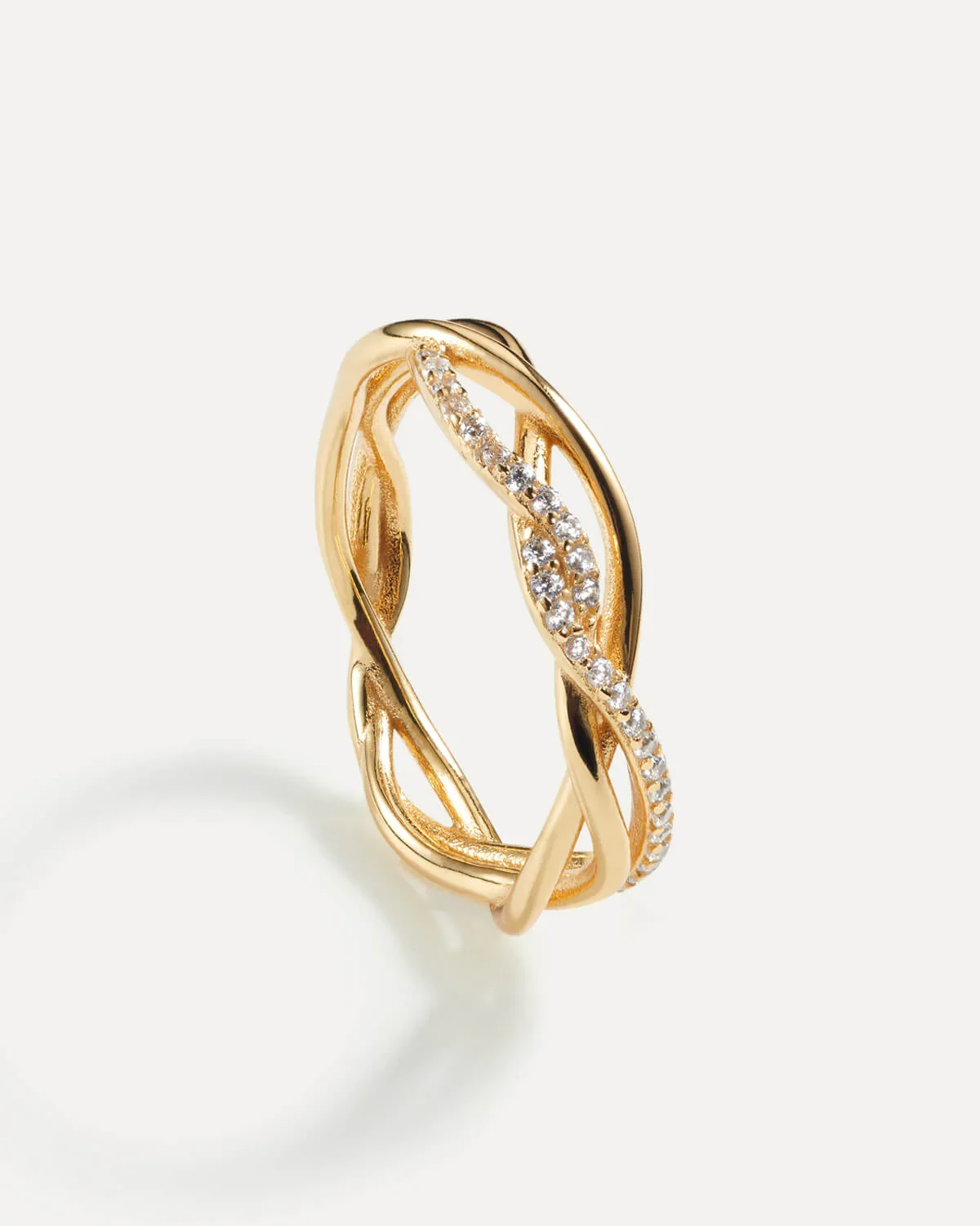 Factory Price Fine Jewelry Stacking Synergy Cross Wedding 925 Sterling Silver 18K Gold Plated Ring For Women