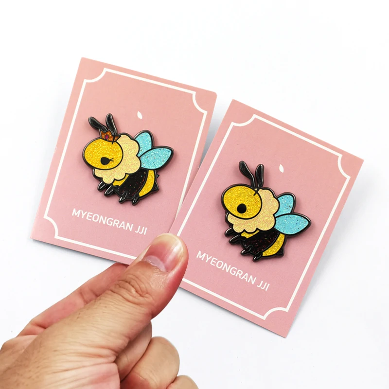 Cartoon cute lovely button butterfly pin student kids magnetic name tag school badges Brooch colorful enamel lapel pin