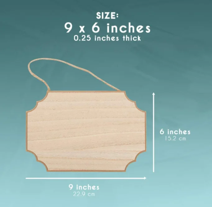 Blank wooden sign to hang for kids doodle, wedding design message decoration DIY craft