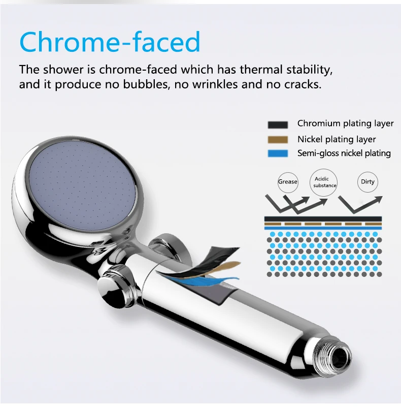 High pressure saving water long handle water spa filtered adjustable rainfall water purifier shower head