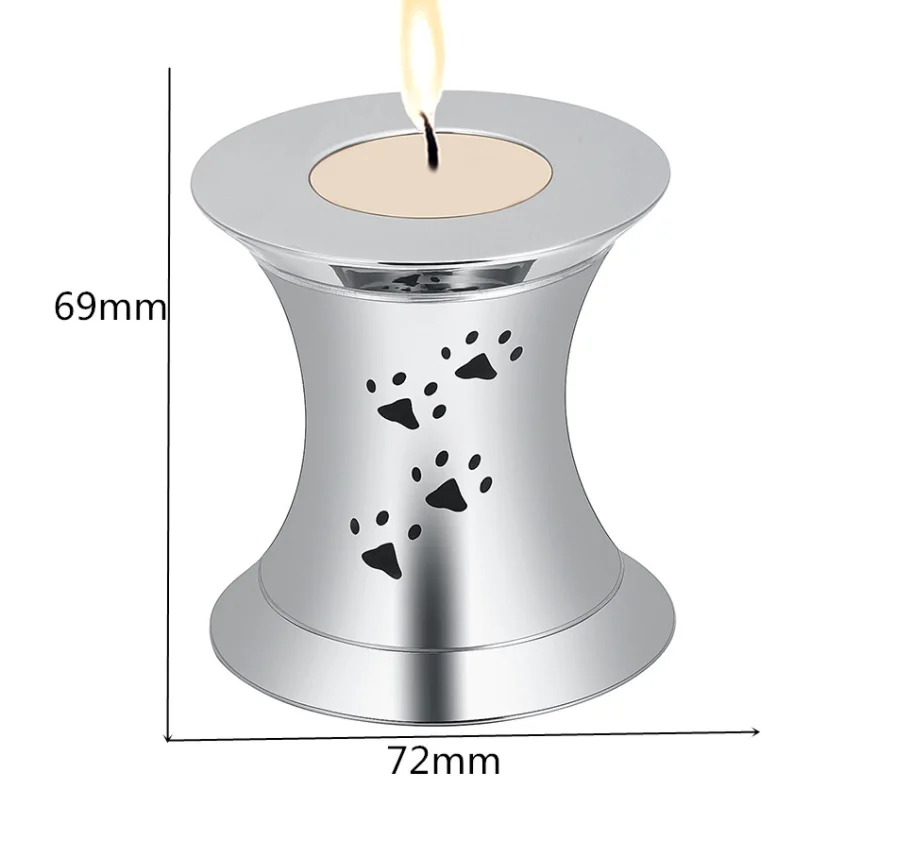 Dog Paw Print Mini Cremation Jewelry for Pet Ashes 316L Stainless Steel Memorial Candle Ashes Locket Keepsake Casket Urns