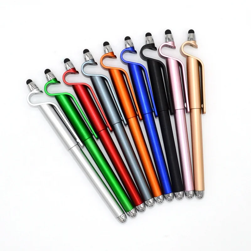 custom logo plastic multi function mobile holder active stylus pens for touch screen