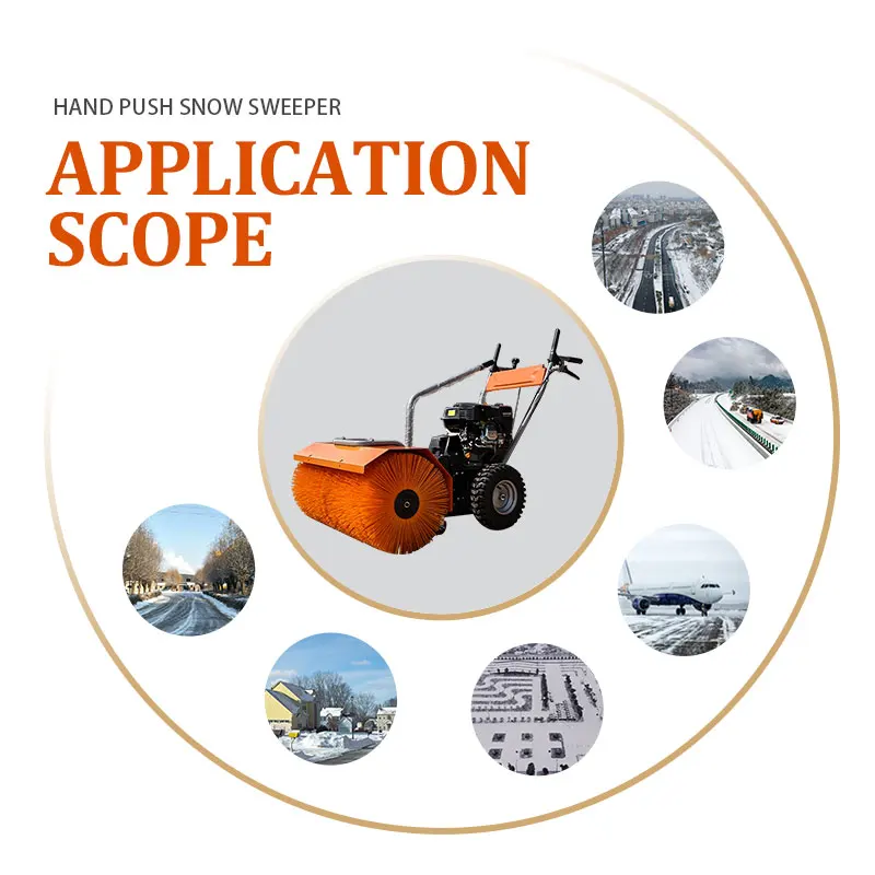fast delivery household high-power small hand-held snow sweeper rolling brush small road snowplow
