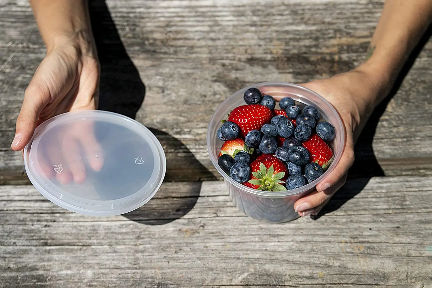 8oz deli container clear plastic round cups takeout disposable food container