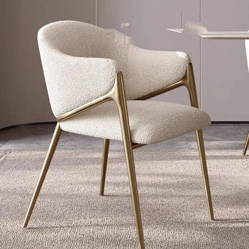 Italian light luxury dining chair home modern minimalist designer wool lamb hotel villa restaurant high-end leisure chair