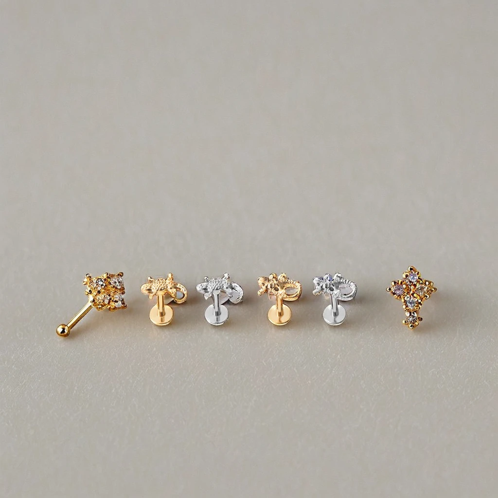 Fuxuan  Implant Titanium Threaded Fish End Nose Body Jewelry Helix Tragus Cartilage Piercing Earrings Wholesale