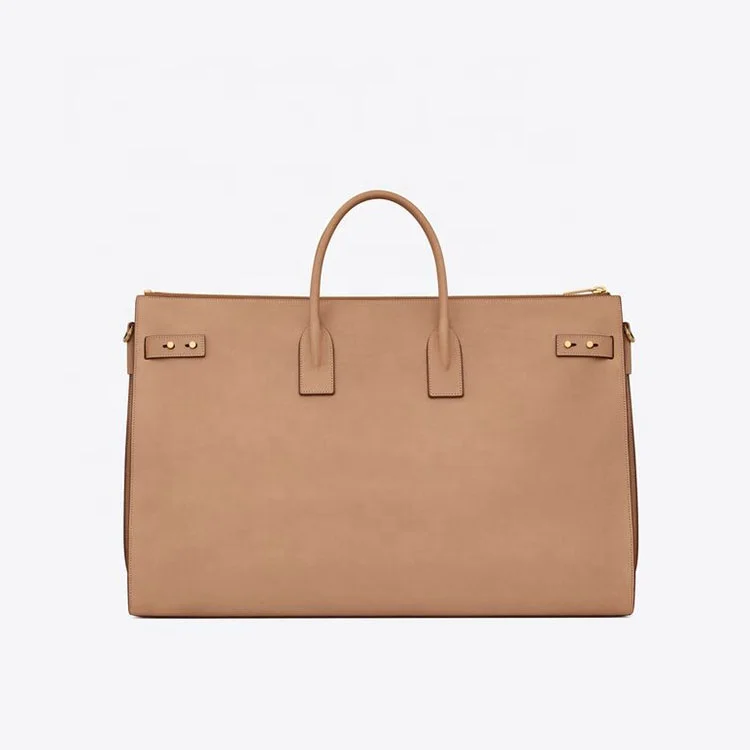 Custom Logo Luxury Leather Duffle Bag Woman Leather Overnight Holiday Luggage Travel Weekender Men Tote Bag