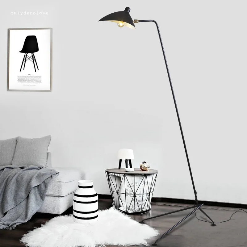 Industrial Loft Iron Minimalist Black Floor Lamp Three Light Swing Arm Floor Light for Foyer Dining Room Bedroom
