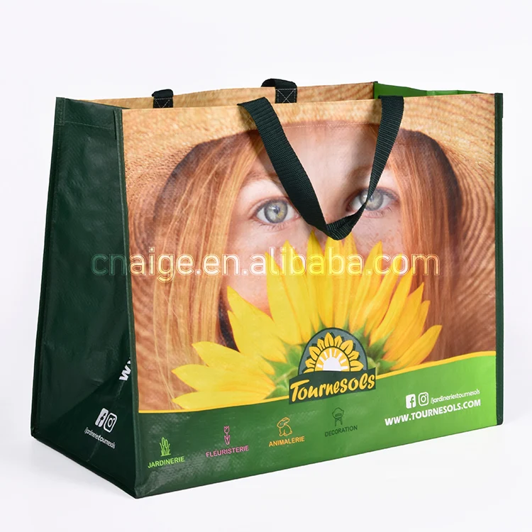 Custom Recycled Lamination Tote Bag Laminated Pp Woven Shopping Bag