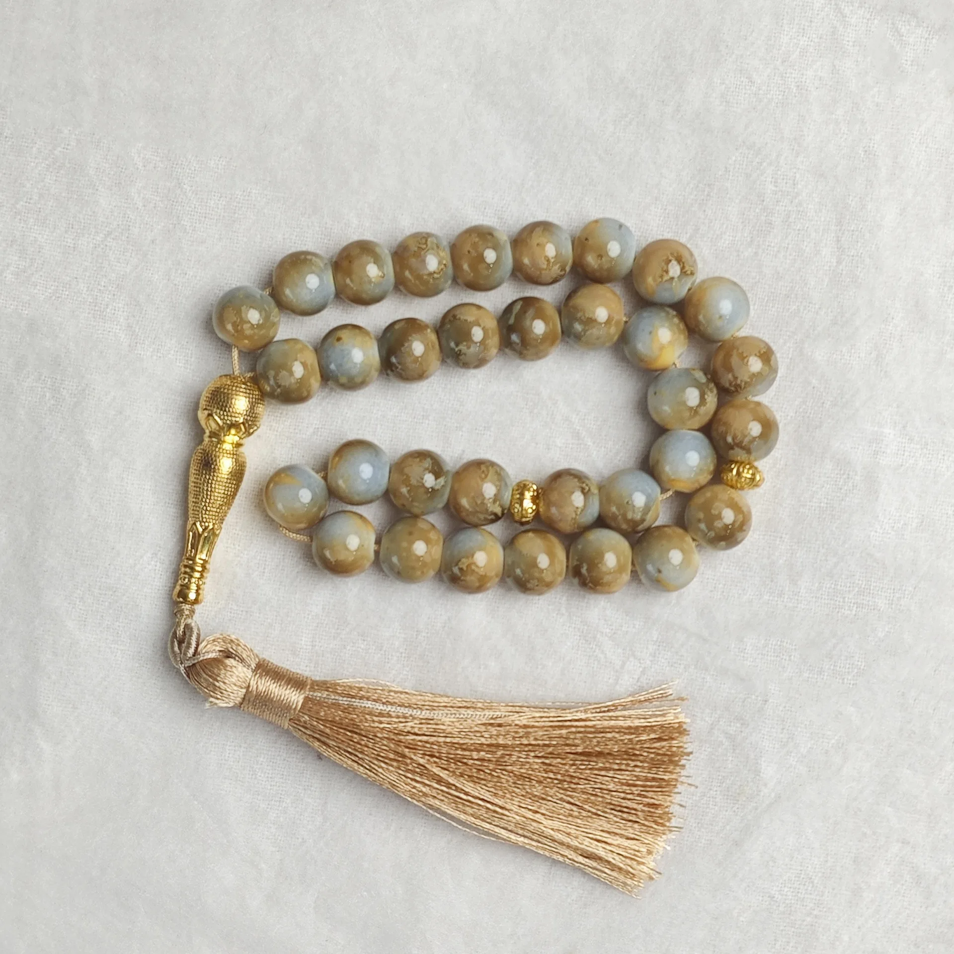 CJ New Fashion 33Pcs Arabic Tassel Bracelet Rosary  Crack Glass Beads Size 10MM Good Quality Necklace Jewelry Rosary