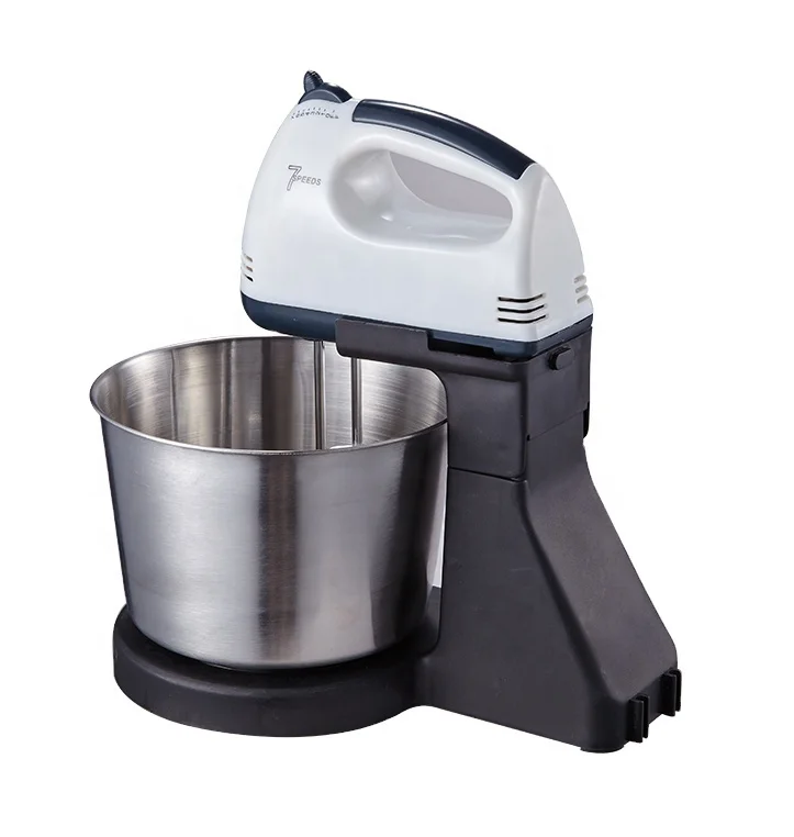 150W  7 Speeds Dough Cake Hand Electric Stand Mixer With 2.0L Stainless Steel SS Mixing Bowls