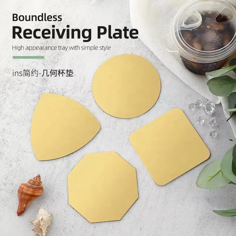 Simple Style Geometric Shapes Stainless Steel Metal Gold Coasters