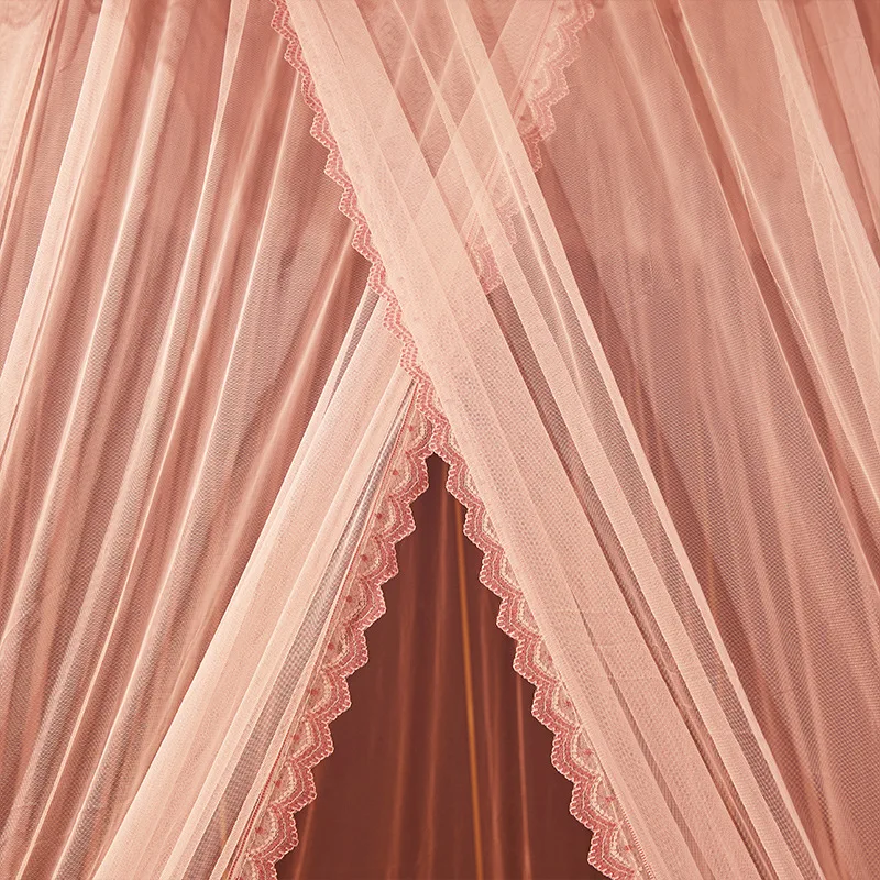 Summer New Plus Queen Bed Princess Mosquito Net Ceiling for Household Installation Free Ceiling Lace Floor Bed Mantle