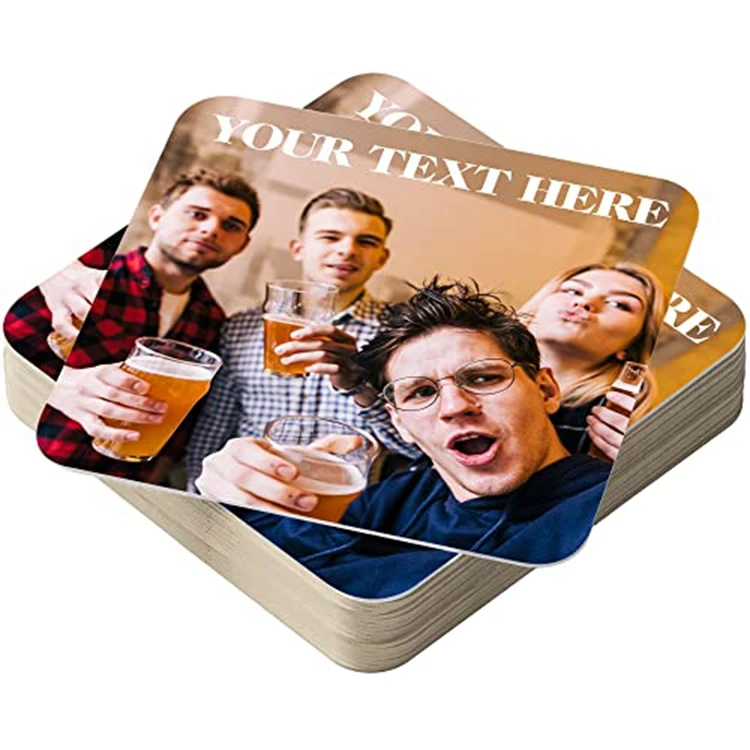 Custom Logo Printing Coaster Beer Mat Coaster 3.5' or 4' Circle Square Bar Hotel Corporate Gift Pulp Cardboard Paper Coaster