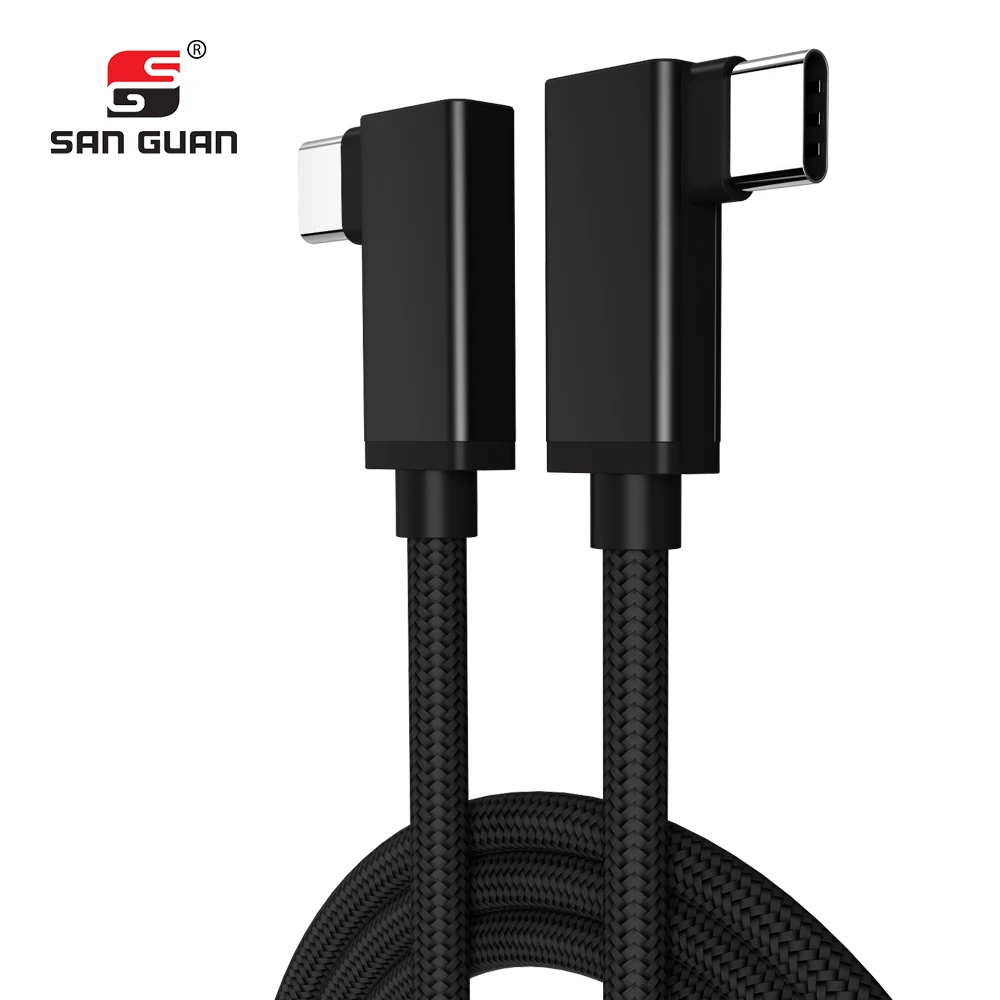China wholesale usb3.1 gen2  type c cable 1m 2m 90 degree usb cable E-mark chip L side PD100W Usb data cable