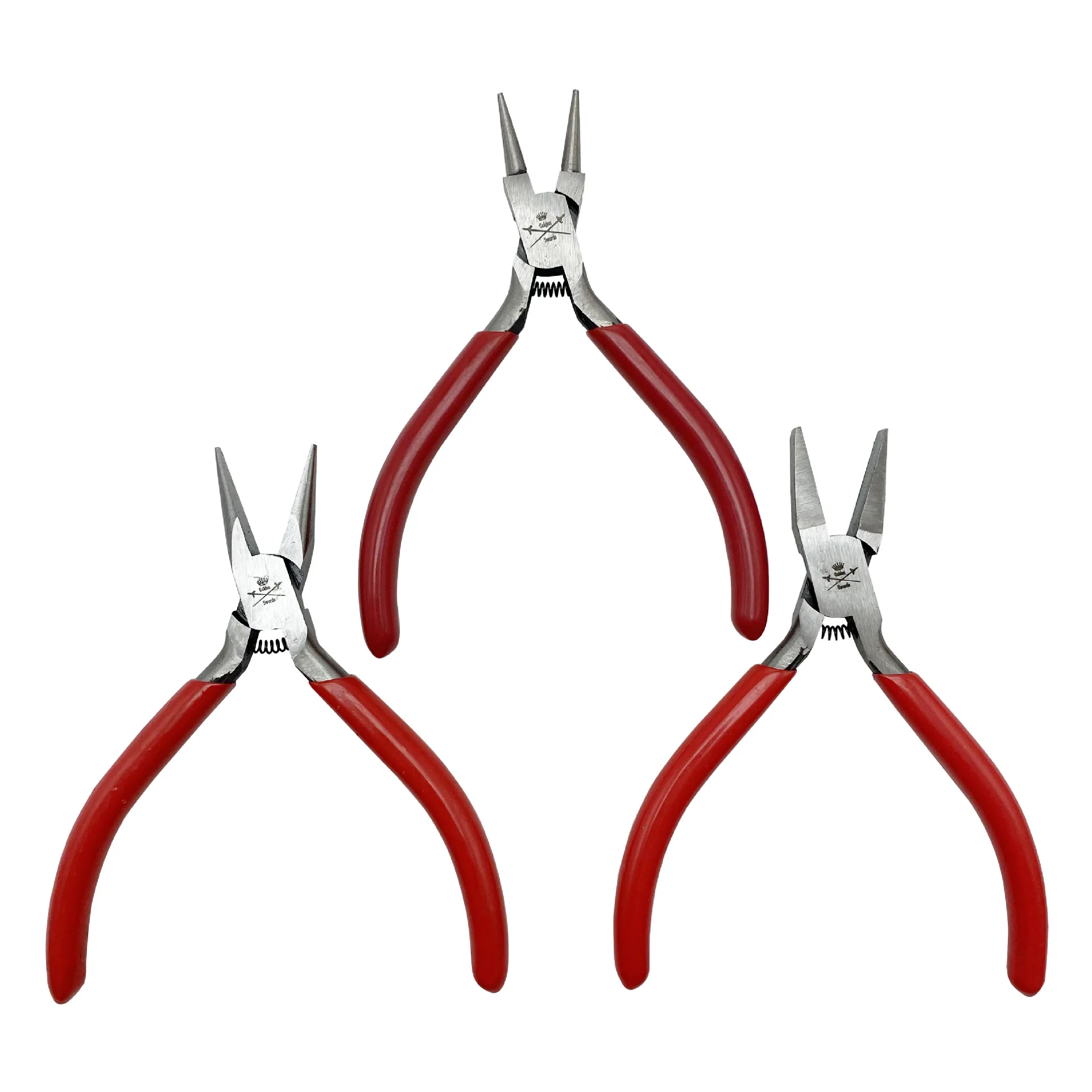 130mm Red Handle Jewelry Making Pliers Round Nose Flat Nose Jewelry Winding Wire Pliers Golden Sword Toothless Spring Pliers