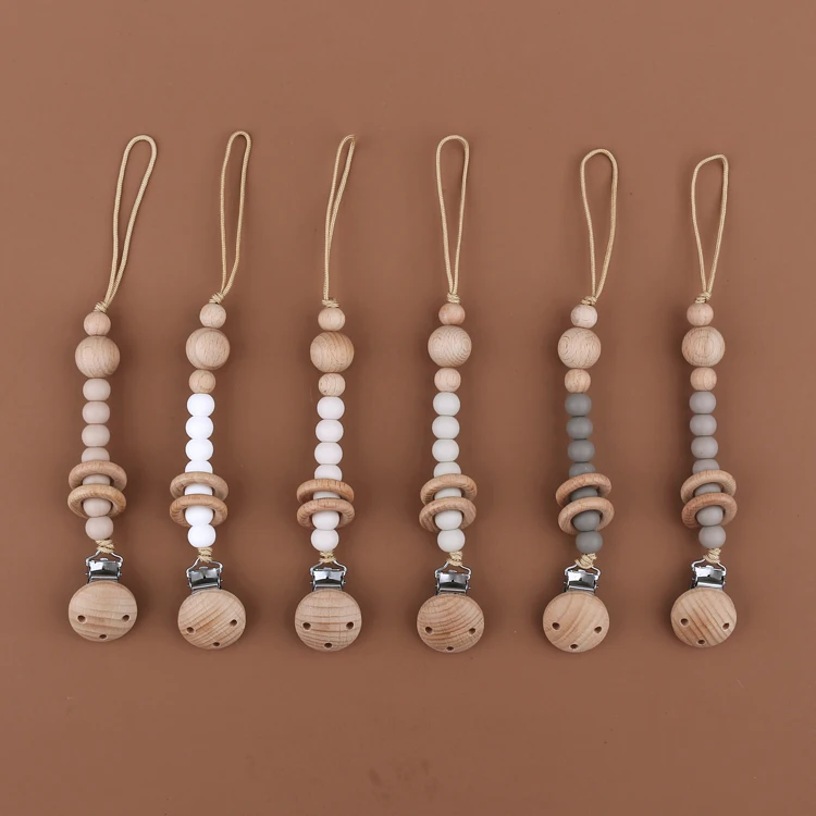 Baby Pacifier Chain Clips Dummy Holder Nipples Clips Silicone Teething Chain Teether Pacifier Chains Holder Newborn Toys