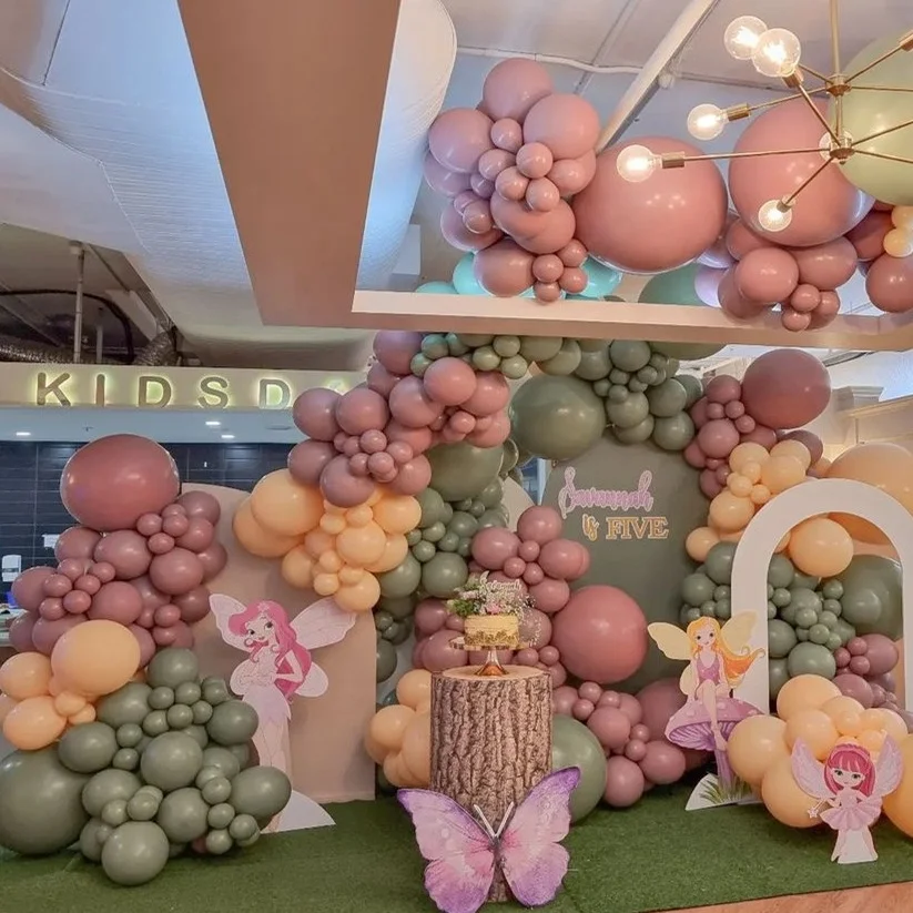 Nude avocado green rosewood double stuffed Balloon Arch Garland kit for girl birthday baby shower wedding Anniversary Party